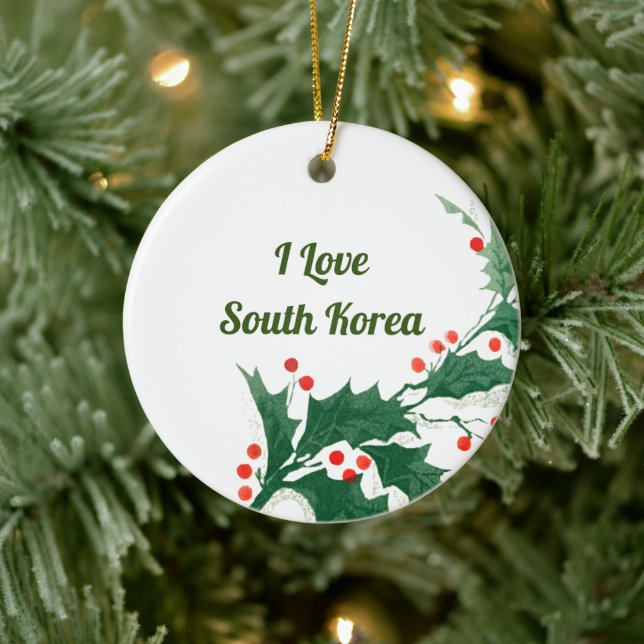 I love South Korea Christmas Ornament (Tree)