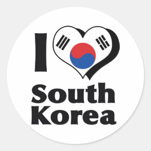 I Love South Korea Flag Classic Round Sticker