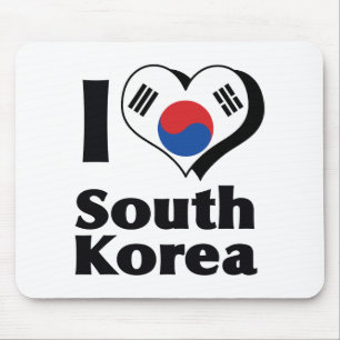 I Love South Korea Flag Mouse Mat