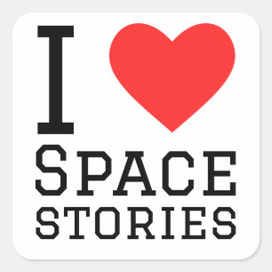 I love space stories square sticker