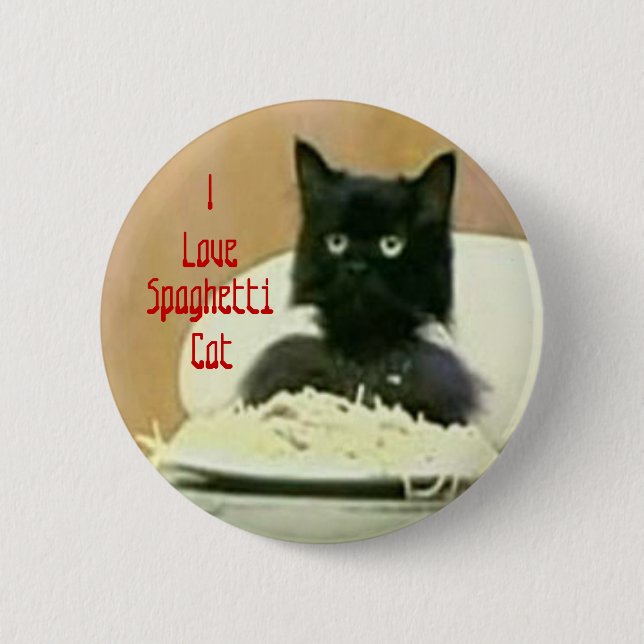 I love Spaghetti cat button (Front)