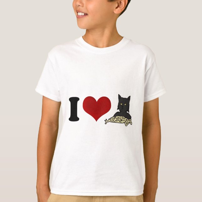 I Love Spaghetti Cat T-Shirt (Front)