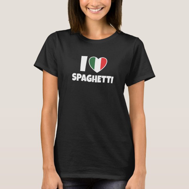 I Love Spaghetti with Italy Flag and Heart Premium T-Shirt (Front)