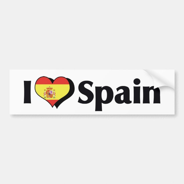 I Love Spain Flag Bumper Sticker (Front)