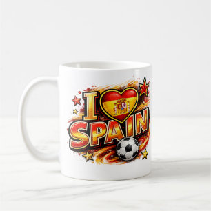 I Love Spain Soccer Fan Mug Patriotic Spain Foot