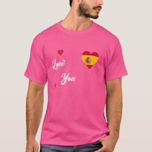 I Love Spain With Spanish Flag In a Heart T-Shirt