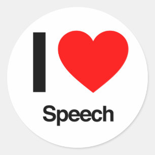 i love speech classic round sticker