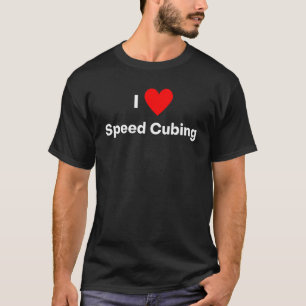 I love Speed Cubing with a red heart T-Shirt