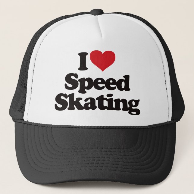 I Love Speed Skating Trucker Hat (Front)