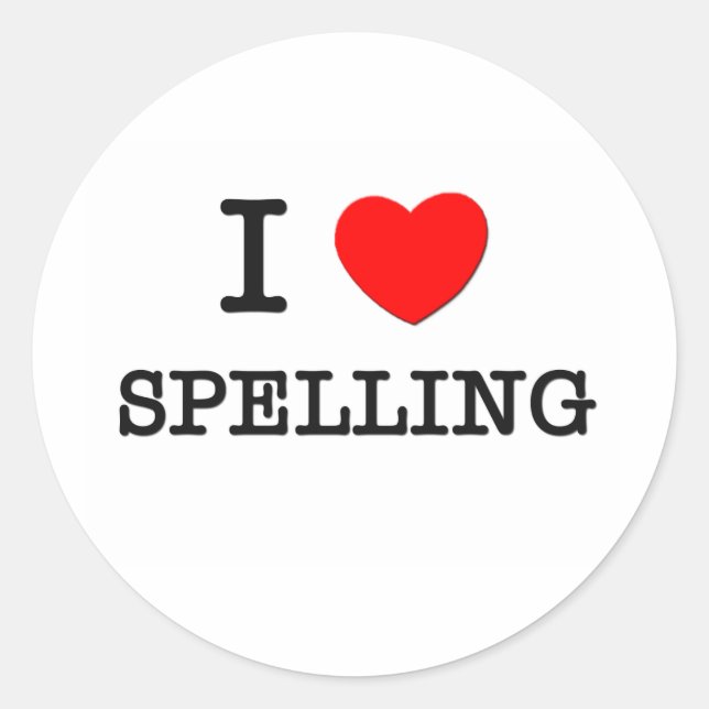 I Love Spelling Classic Round Sticker (Front)