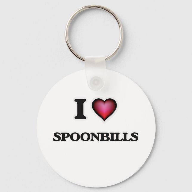 I Love Spoonbills Key Ring (Front)