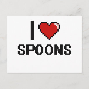 I Love Spoons Digital Retro Design Postcard
