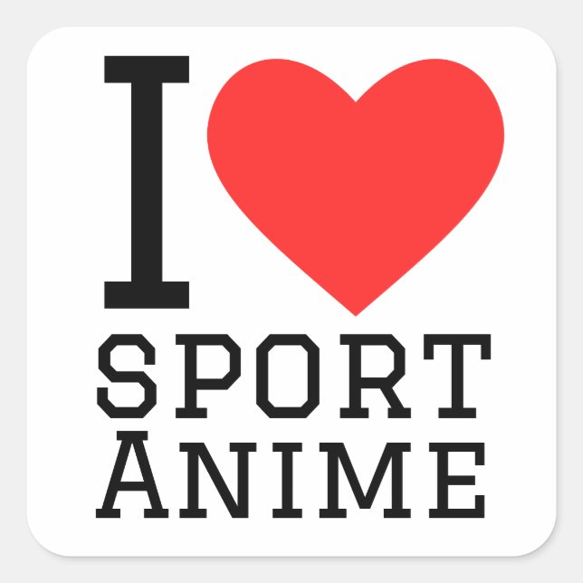 I love sport anime square sticker (Front)