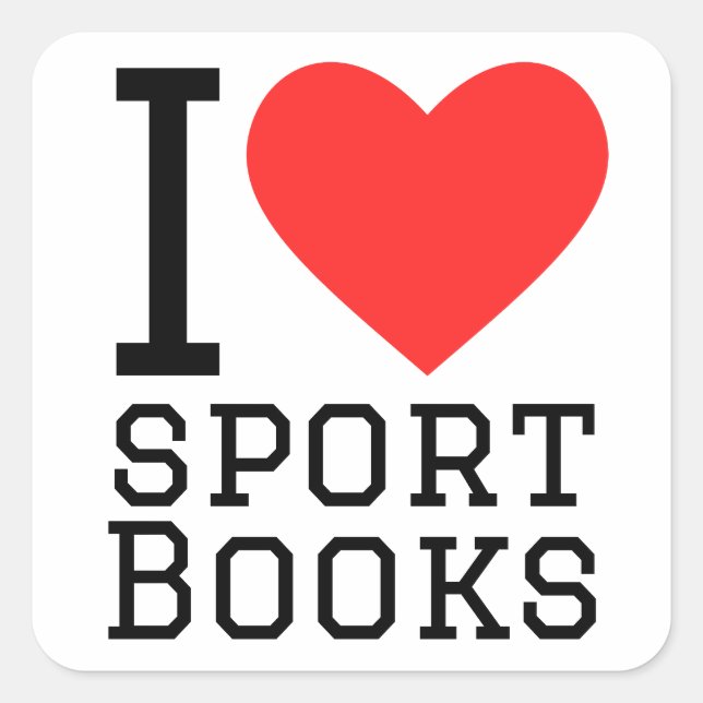 I love sport books square sticker (Front)