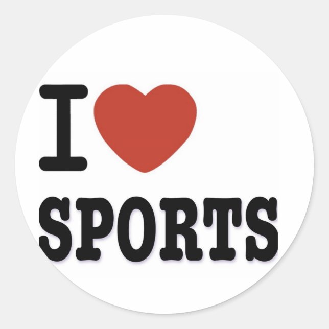 I LOVE SPORTS CLASSIC ROUND STICKER (Front)