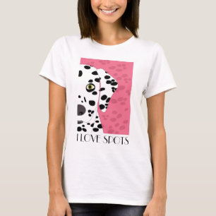 "I Love Spots" - Pink, Black White Dalmatian T-Shirt