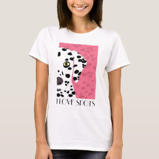 "I Love Spots" - Pink, Black White Dalmatian T-Shirt