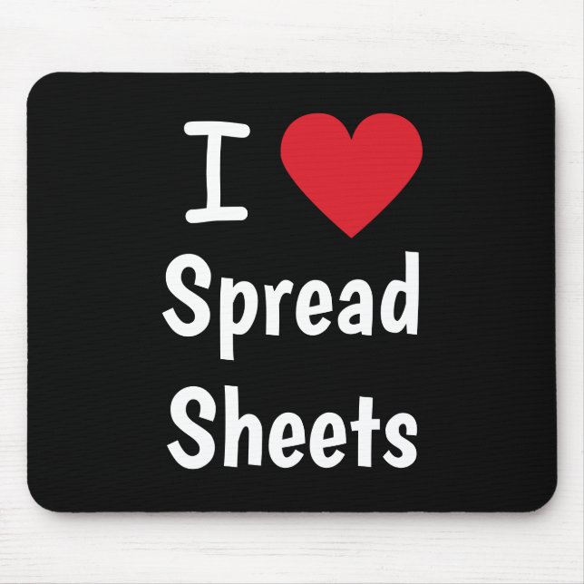 I Love Spreadsheets Classic Black and Red Gift Mouse Mat (Front)