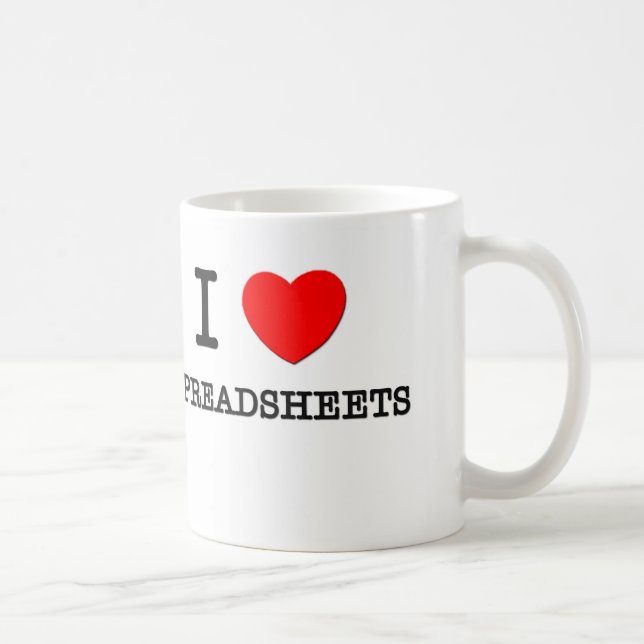 I Love Spreadsheets Coffee Mug (Right)