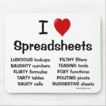 I Love Spreadsheets Joke Funny Absurd Reasons Why Mouse Mat<br><div class="desc">If you love spreadsheets or yearn for Excel then this is the mousepad for you. Buy it - if you dare!</div>