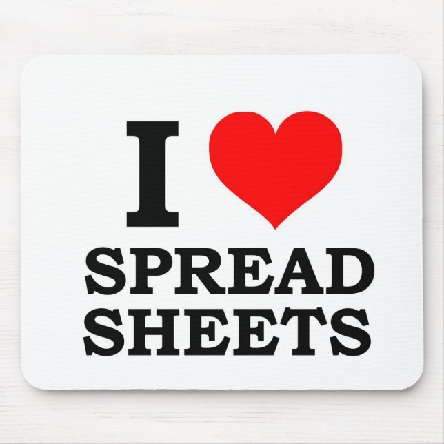 I Love Spreadsheets Mouse Mat (Front)
