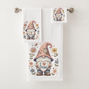 I Love Spring Gnome Bath Towel Set