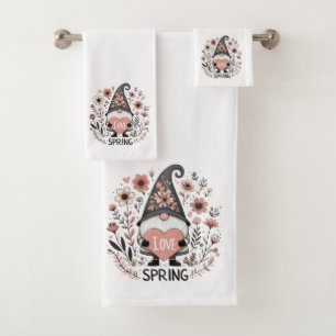 I Love Spring Gnome Bath Towel Set