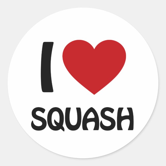 I love Squash Classic Round Sticker (Front)