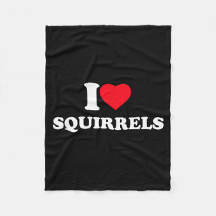 I Love Squirrels Heart Animal Lover Fleece Blanket