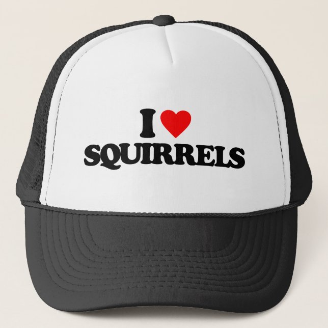 I LOVE SQUIRRELS TRUCKER HAT (Front)