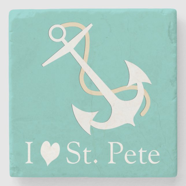 I Love St. Pete Nautical Stone Coaster (Front)