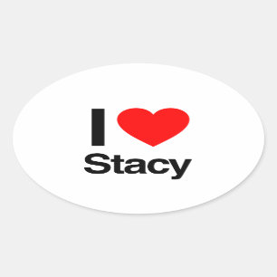 i love stacy oval sticker