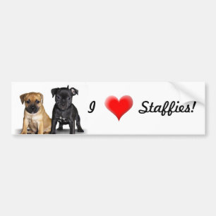 I Love Staffies bumper sticker