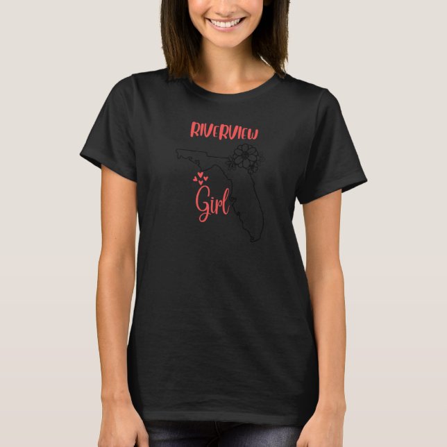 I Love State Of Florida Flower Outline Riverview C T-Shirt (Front)