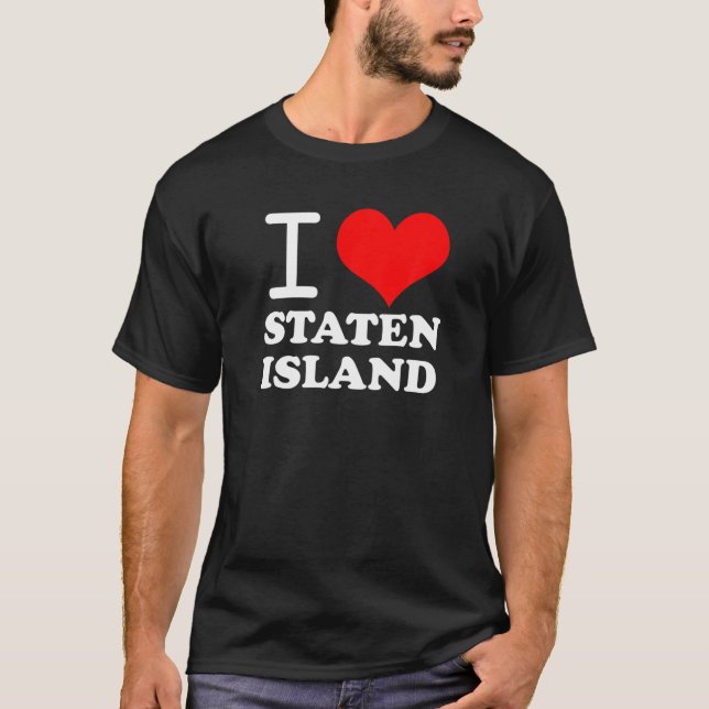 I Love Staten Island Red Heart Meme Funny T-Shirt (Front)