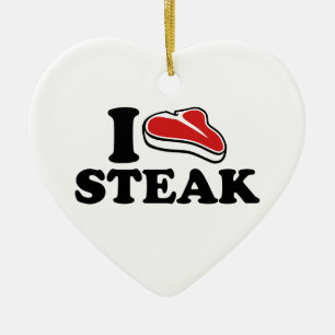 I love Steak Ceramic Tree Decoration