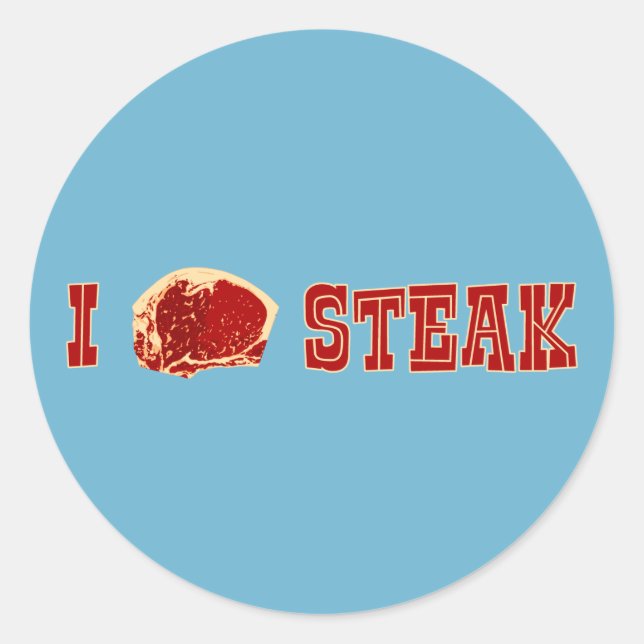 I Love Steak Classic Round Sticker (Front)