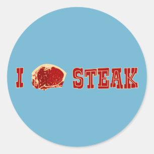 I Love Steak Classic Round Sticker