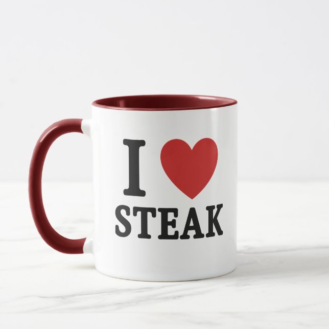 I Love Steak – Funny Meat Lover & BBQ Shirt Mug (Left)