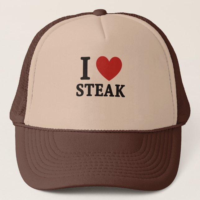 I Love Steak – Funny Meat Lover & BBQ Shirt Trucker Hat (Front)