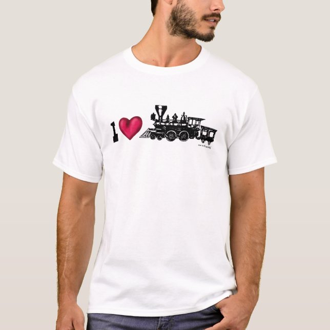 I love steam engine locomotive graphic art t-shirt (Front)
