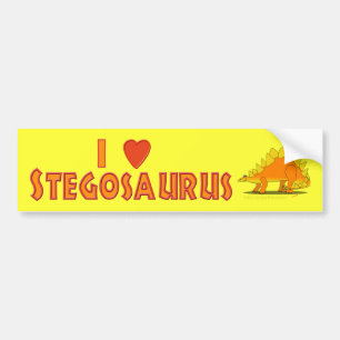I Love Stegosaurus Cute Cartoon Dinosaur Lovers Bumper Sticker