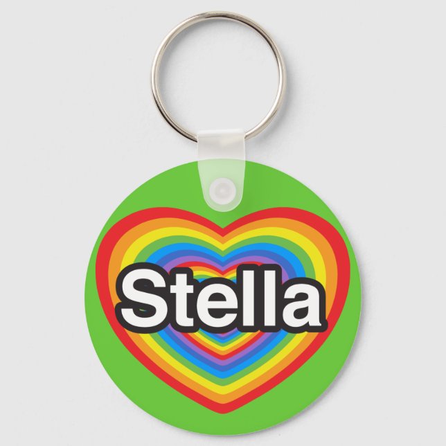 I love Stella. I love you Stella. Heart Key Ring (Front)
