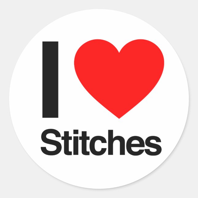 i love stitches classic round sticker (Front)