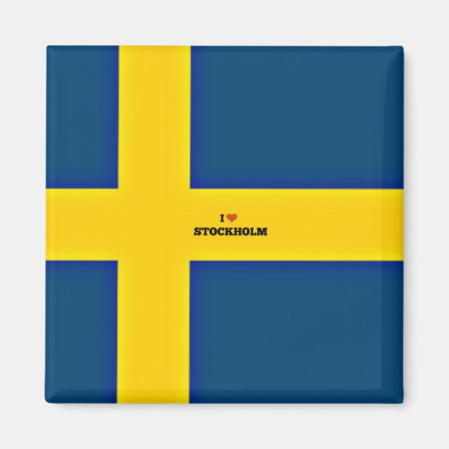 I Love Stockholm, flag of Sweden, Magnet (Front)