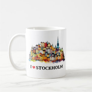 I Love Stockholm   Sweden Travel   Coffee Coffee Mug