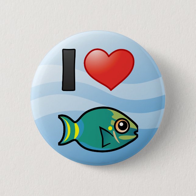 I Love Stoplight Parrotfish 6 Cm Round Badge (Front)