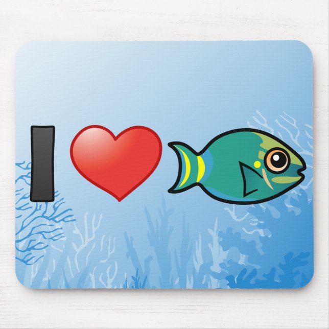 I Love Stoplight Parrotfish Mouse Mat (Front)