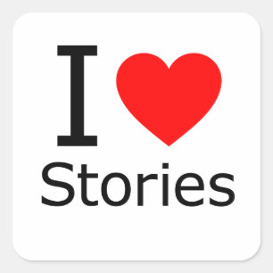I Love Stories Square Sticker