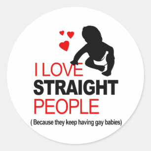 I Love Straight People Classic Round Sticker